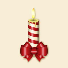 Illustration of christmas candle with ribbon. Suitable for posters, banners, Christmas cards, and other marketing purposes.