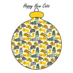 Christmas balloon for a pet. Vector greeting card, flyer for pet stores or hotel, Veterinary clinics