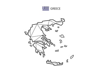 Mosaic triangles map style of Greece isolated on a white background. Abstract design for vector.