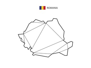 Mosaic triangles map style of Romania isolated on a white background. Abstract design for vector.