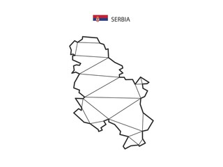 Mosaic triangles map style of Serbia isolated on a white background. Abstract design for vector.