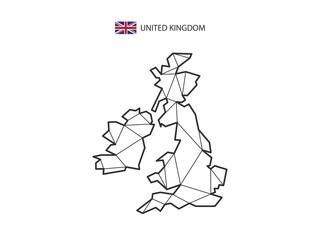 Mosaic triangles map style of UK isolated on a white background. Abstract design for vector.