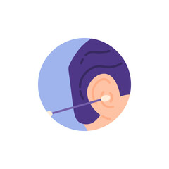 illustration of an icon depicting a person using a cotton bud or ear cleaner. flat cartoon style. vector design
