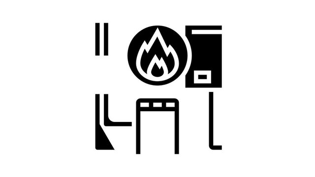 heating system animated glyph icon. heating system sign. isolated on white background