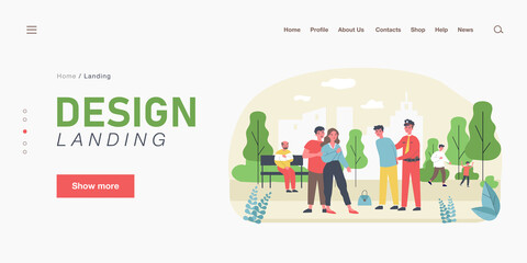 Police officer catching thief in city park. Bag, outlaw, protection flat vector illustration. Law and theft concept for banner, website design or landing web page