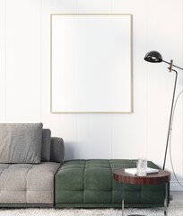 3D Mockup photo frame in Modern interior of living room