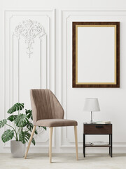 3D Mockup photo frame in Modern interior of living room