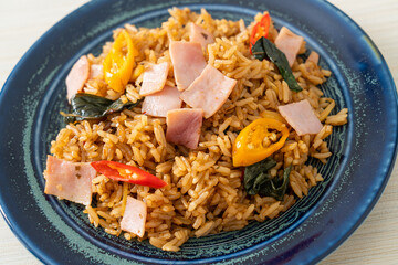 ham fried rice with herbs and spices