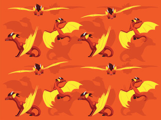 Red Dragon Flying Cartoon Seamless Wallpaper Background 2