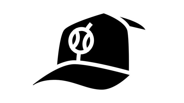 cap tennis player animated glyph icon. cap tennis player sign. isolated on white background