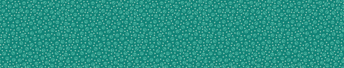Seamless pattern with peace signs and hearts