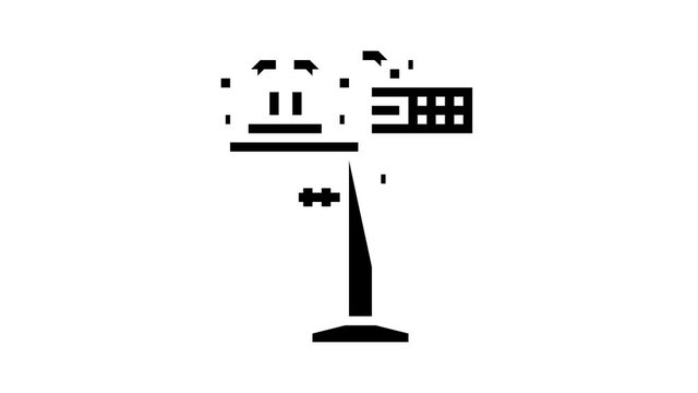 racquet stringing machine animated glyph icon. racquet stringing machine sign. isolated on white background