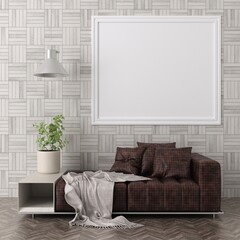 3D Mockup photo frame in Modern interior of living room