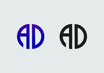 Obraz premium AD initial letter logo vector template | creative modern monogram circle logo