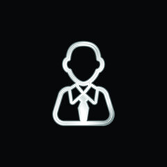 Bald Businessman silver plated metallic icon