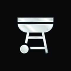 Barbecue silver plated metallic icon