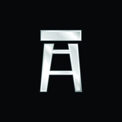 Bar Stool silver plated metallic icon