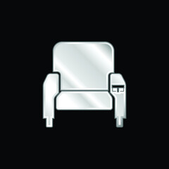 Armchair silver plated metallic icon
