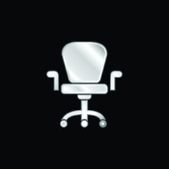 Fototapeta premium Armchair With Wheels Of Studio Furniture silver plated metallic icon