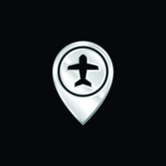 Airport silver plated metallic icon