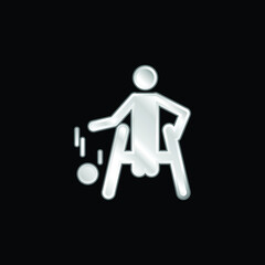 Basketball Paralympic Silhouette silver plated metallic icon