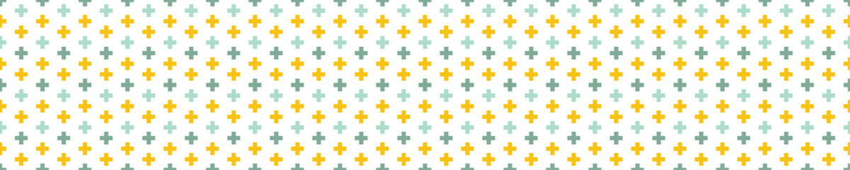 Seamless pattern with blue and yellow cross signs