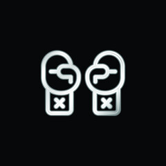 Boxing Gloves silver plated metallic icon