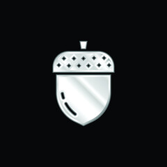 Acorn silver plated metallic icon