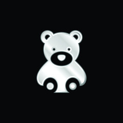 Bear silver plated metallic icon