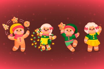 hand drawn gingerbread man cookie collection vector design illustration