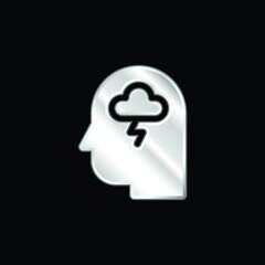 Anxiety silver plated metallic icon