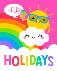 Cute sun and cloud illustration with text 