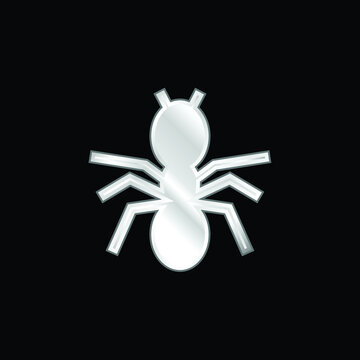 recommend clip art: Ant Silhouette silver plated metallic icon