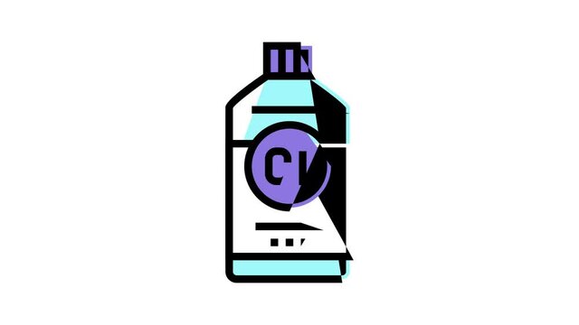 bleach chemical liquid animated color icon. bleach chemical liquid sign. isolated on white background