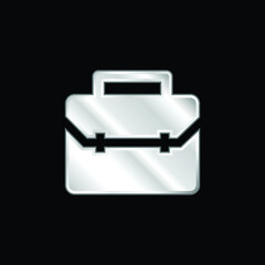 Briefcase silver plated metallic icon