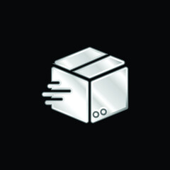 Box silver plated metallic icon