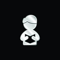 Book silver plated metallic icon