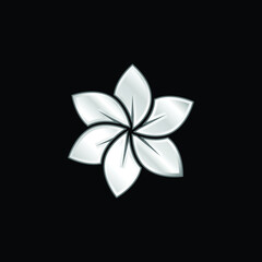 Fototapeta na wymiar Big Flower silver plated metallic icon
