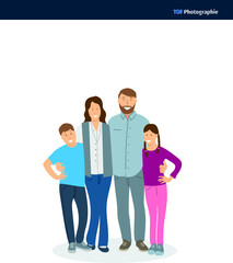 Obraz premium Dessin vectoriel d'une famille heureuse façon bande dessinée ou dessin animé