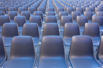 Seats in the cinema. Chairs in the conference room, many chairs for meetings and training, chairs in the stadium for a large audience.