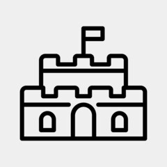 Castle icon vector illustration in line style about summer, use for website mobile app presentation