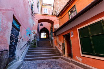 The hidden streets of the city of Sibiu in Romania