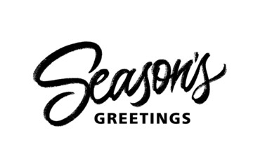 Season’s Greetings ink calligraphy. Brush lettering isolated on white background.
