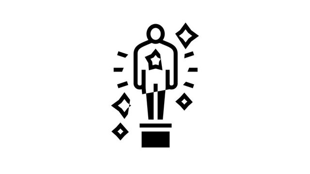 oscar award animated line icon. oscar award sign. isolated on white background