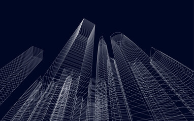 Obraz na płótnie Canvas City architecture digital drawing