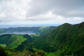 Naklejka premium amazing green landscape on the azores islands