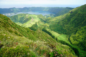 Obraz premium amazing green landscape on the azores islands
