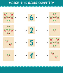 Match the same quantity of antlers headband. Counting game. Educational game for pre shool years kids and toddlers