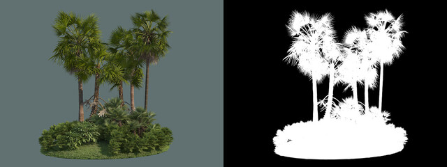 Fototapeta premium Trees and shrubs of various types and sizes. 