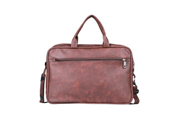 Title: Men's accessories with brown, Black, Dark brown leather bags on White background | Isolated Bag